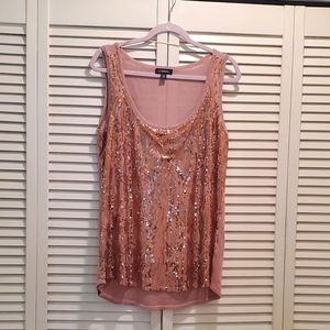 LA Chateau Blush sequined Tank Top, Sz TG/XL